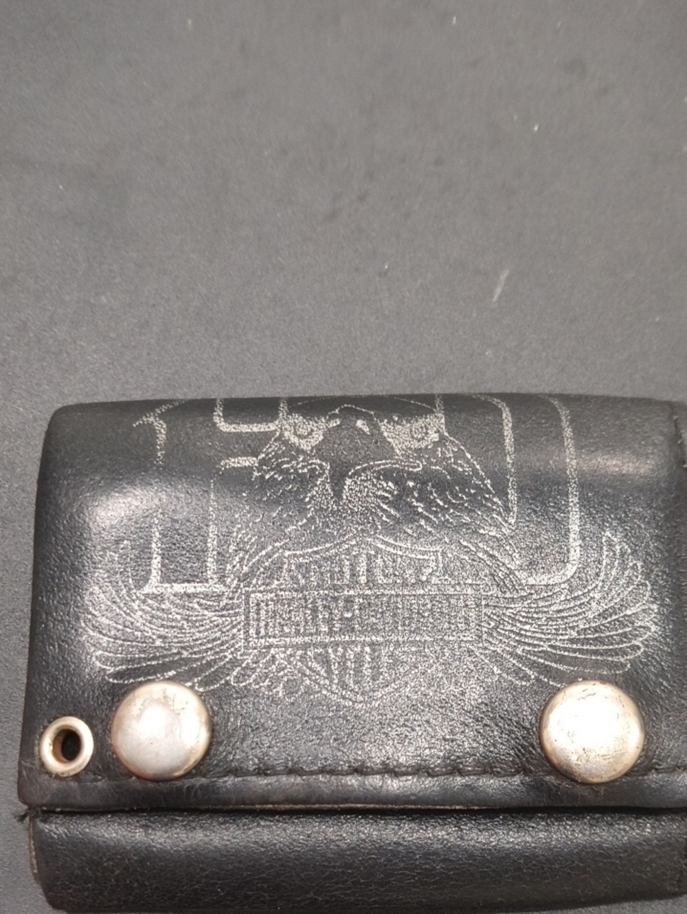 Vintage Harley-Davidson Black Leather Key/Card Holder with Silver Accents